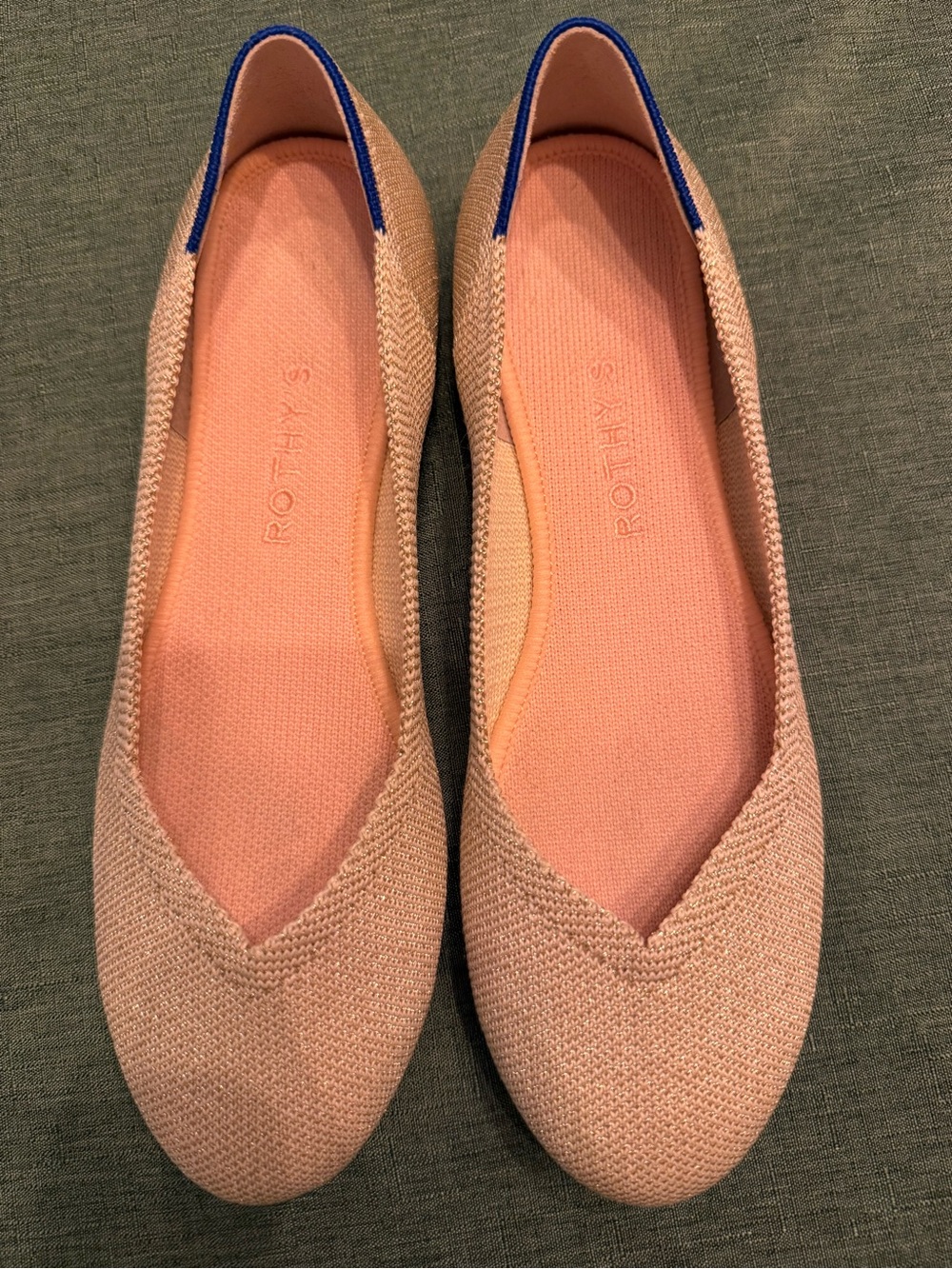 Sz 8 Rothy's Women's Rounded Toe Knit Flats — Beige
